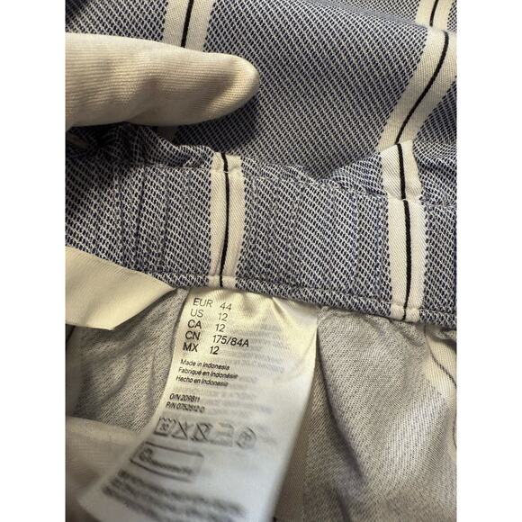 H&M Paperbag Wide Leg Striped Pants, Blue/White, Sz: 12, 87-11 - Picture 11 of 14